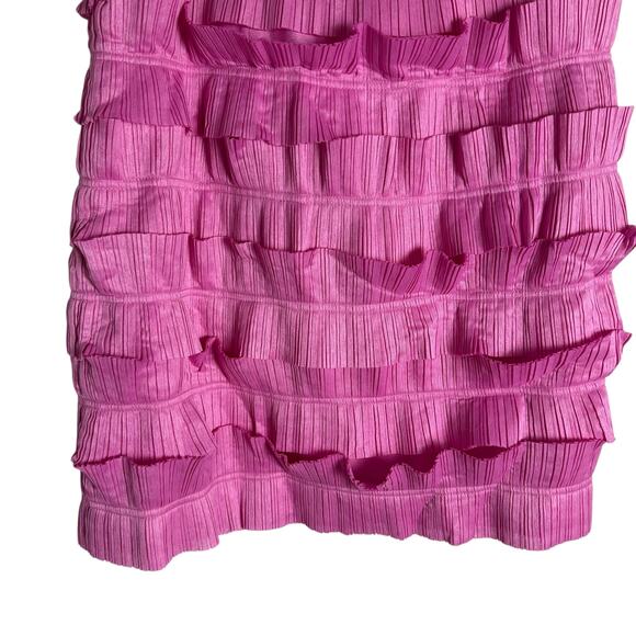 Aje Palladium Ruffled Strapless Ruffled Pleated Gauze Pink Mini Dress Size 12 - Picture 7 of 14
